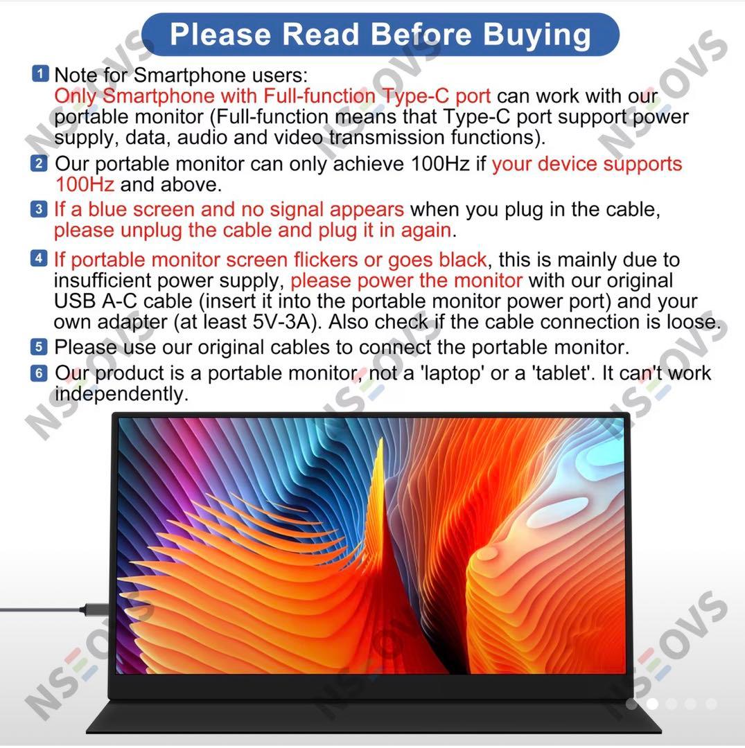 新品未使用NSEOVS 18.5インチポータブルモニターFHDモバイルモニター
