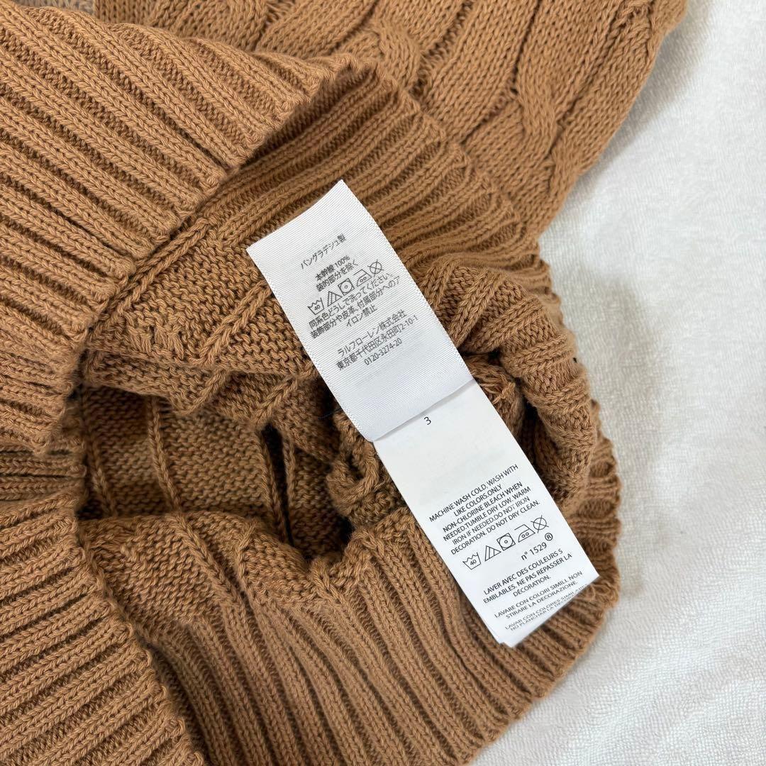 新品 ポロラルフローレン M レディース ケーブルニット キャメル