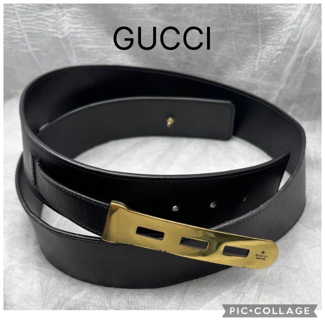 GUCCI グッチ ターンロックレザーベルト ゴールドバックル 114651