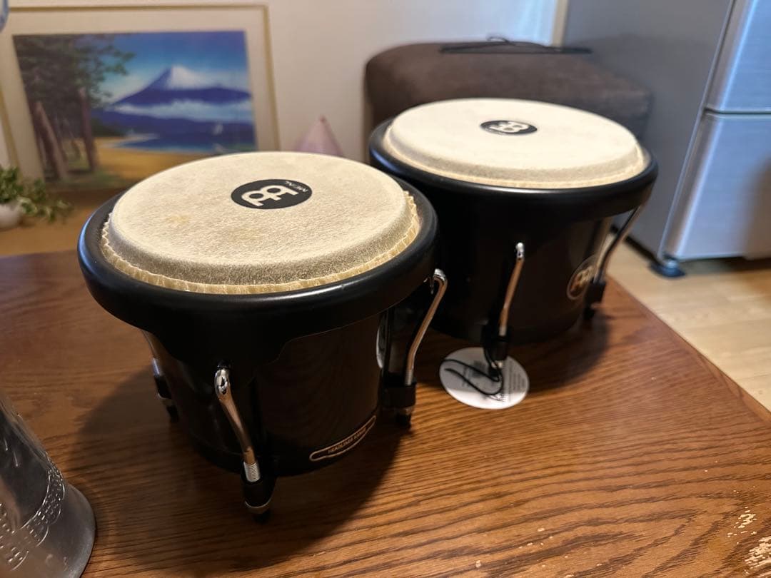 Meinl ボンゴ 黒とシルバー ハードケース付き - パーカッション