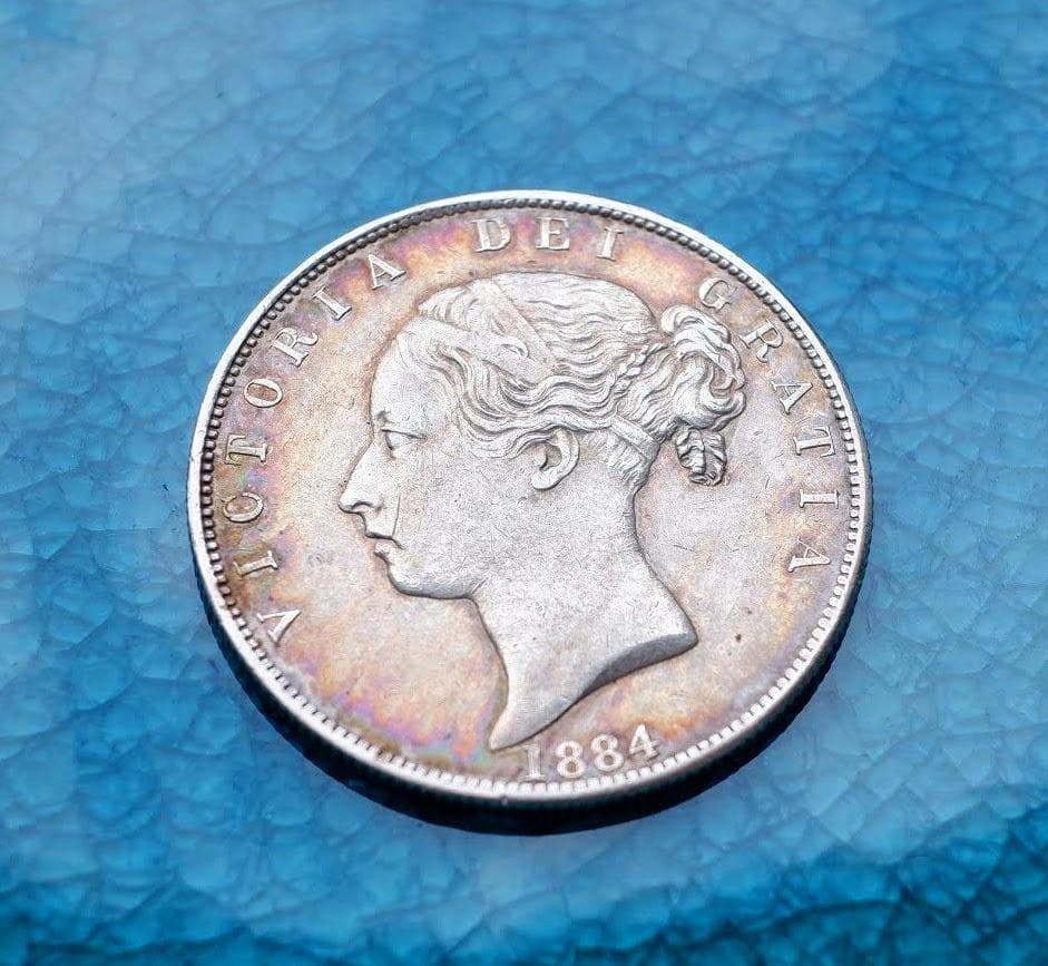 1844年 英国 クラウン銀貨 ヴィクトリア女王 青年像 1844年 英国