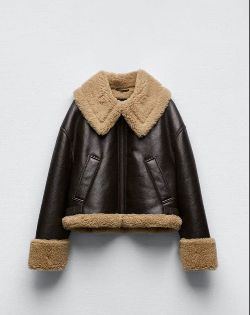 ZARA |ダブルフェイスショートジャケット|ムートンコート お値下げしま