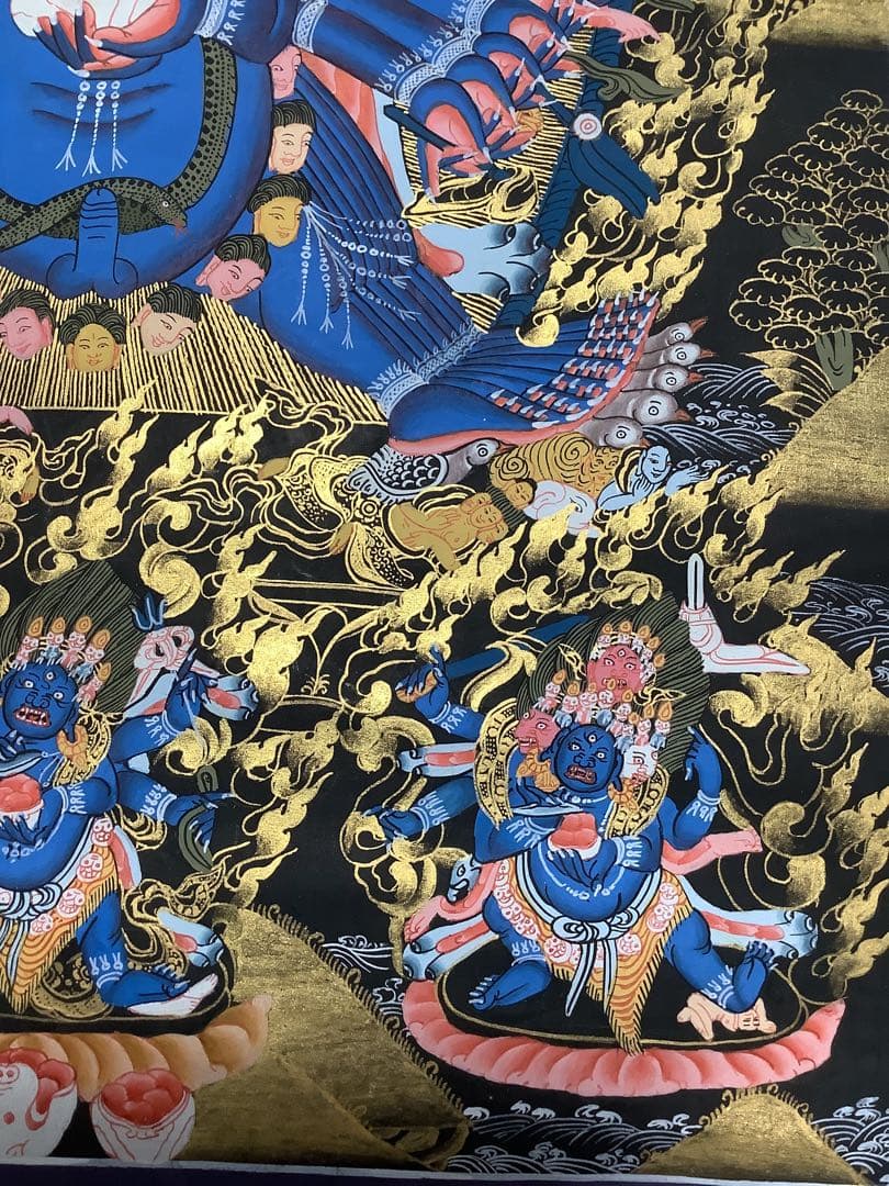 チベット密教 新品 》 ヤマーンタカ タンカ 曼荼羅 手描き 1点物