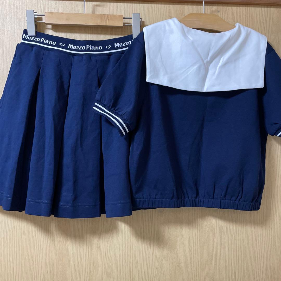 メゾピアノジュニア セットアップ スカート トップス ネイビー 160
