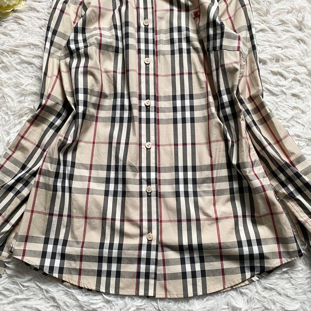 美品□バーバリーロンドン ノバチェック柄 長袖シャツ ホースロゴ刺繍