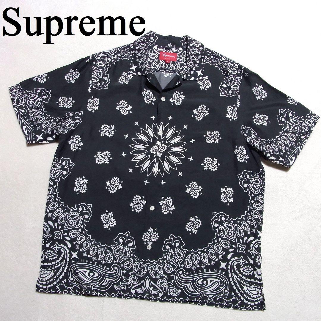 トップス Supreme Bandana Silk S/S Shirt M Black Supreme - Bandana Silk S/S Shirt - UG.SHAFT