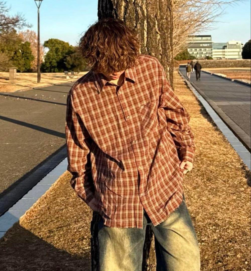 りゅうせい - ロングスリーブカットオフチェックシャツ Lサイズ