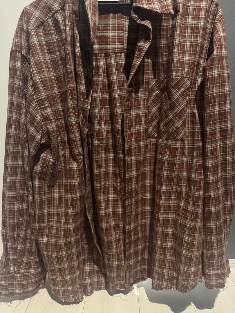 りゅうせい - ロングスリーブカットオフチェックシャツ Lサイズ