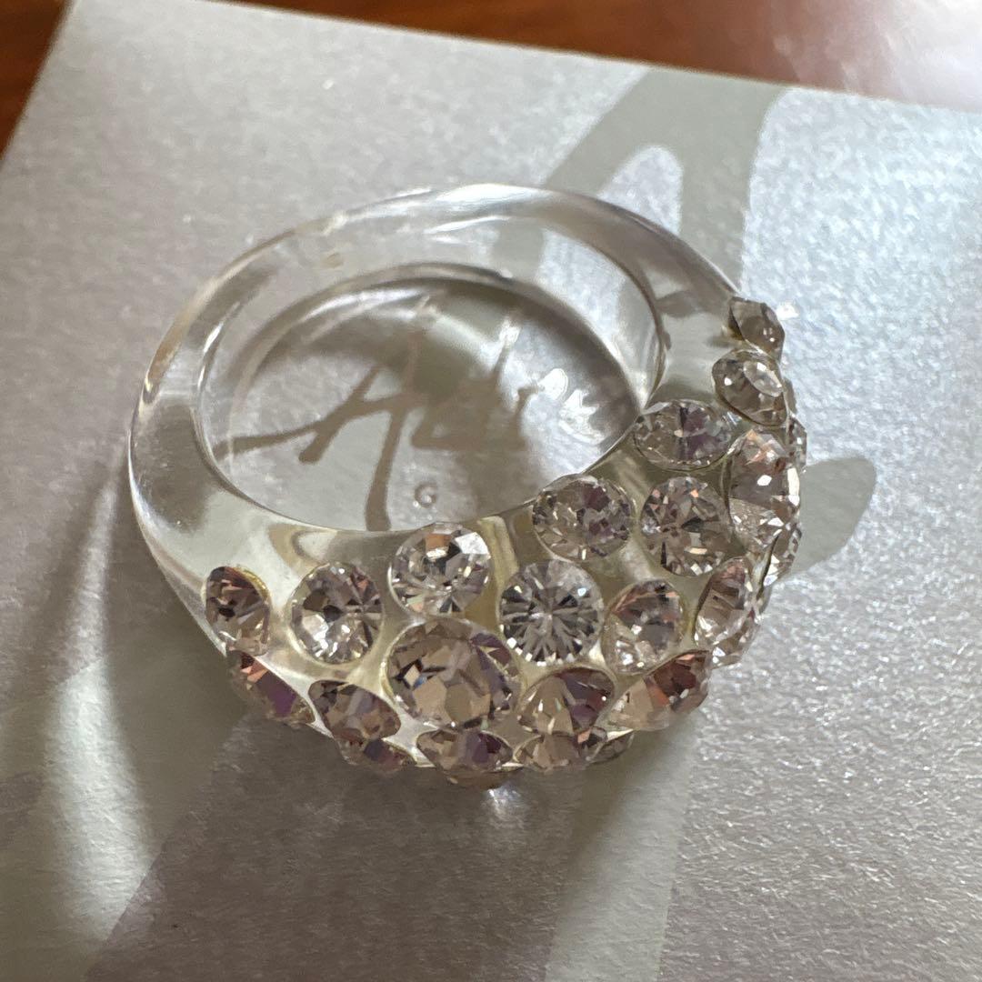 美品 Adreani アドレアーニ スワロフスキー クリア リング