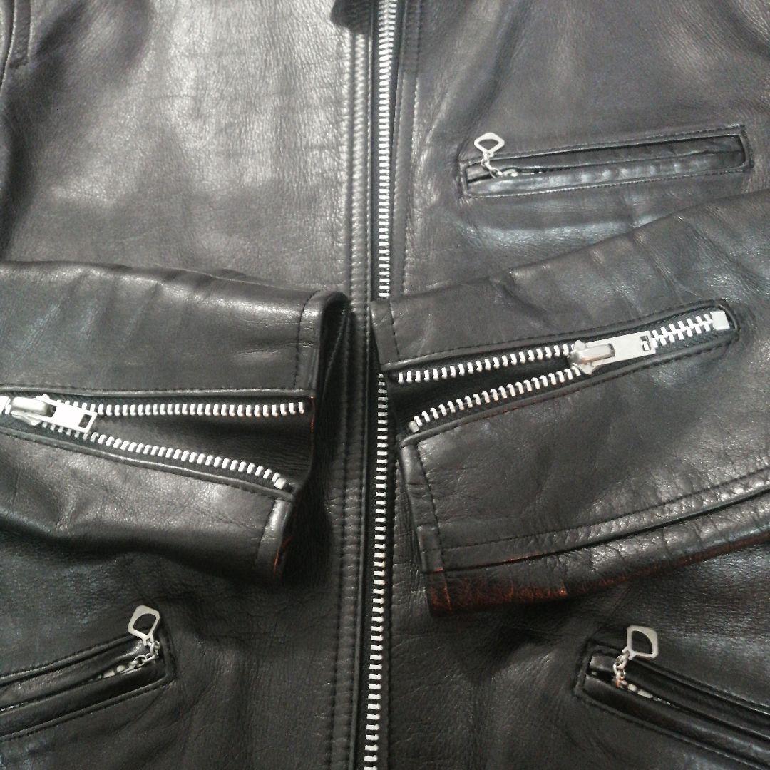 Scye シングルライダースジャケット サイ 黒 ブラック 38 レザー