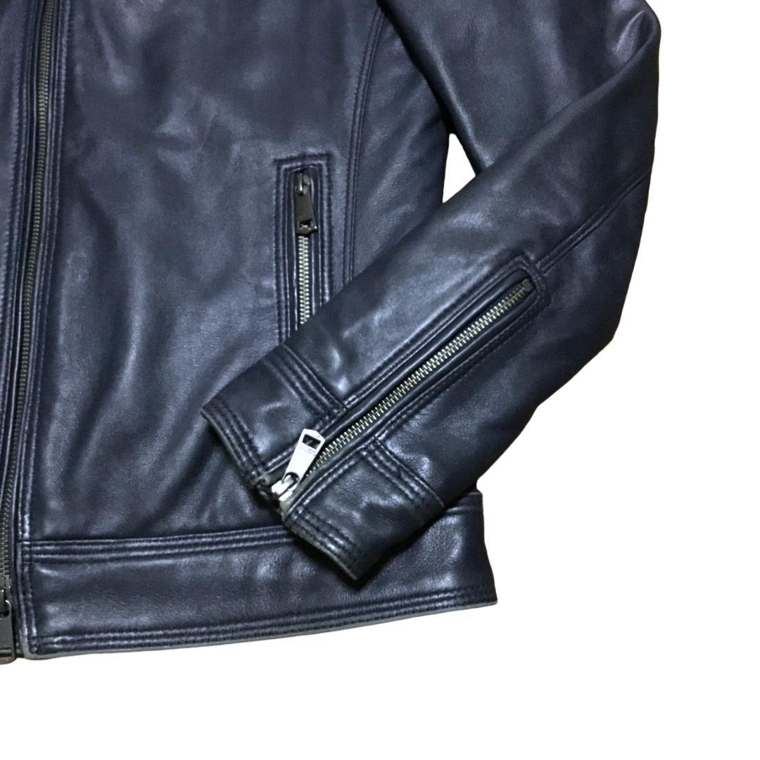 バーバリーブラックレーベル ラムスキンレザー ライダースジャケット M