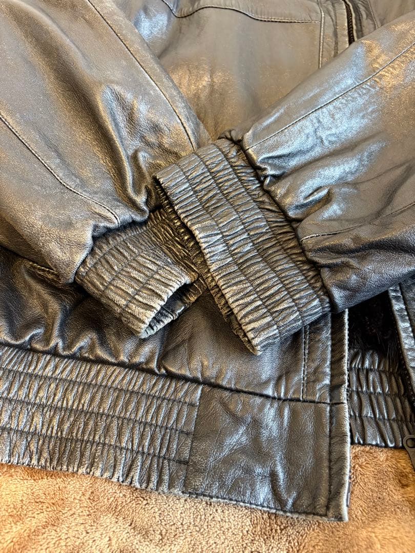 希少メンズ リバーシブル ジャケット レザー ミンクファー 中綿 防寒