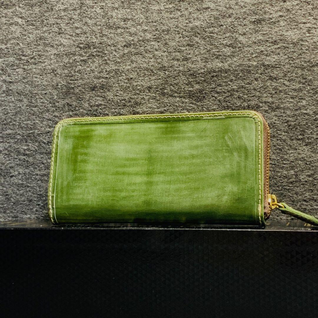 長財布 本革 ブライドルレザー ラウンドファスナー メンズ ヌメ革 手染め