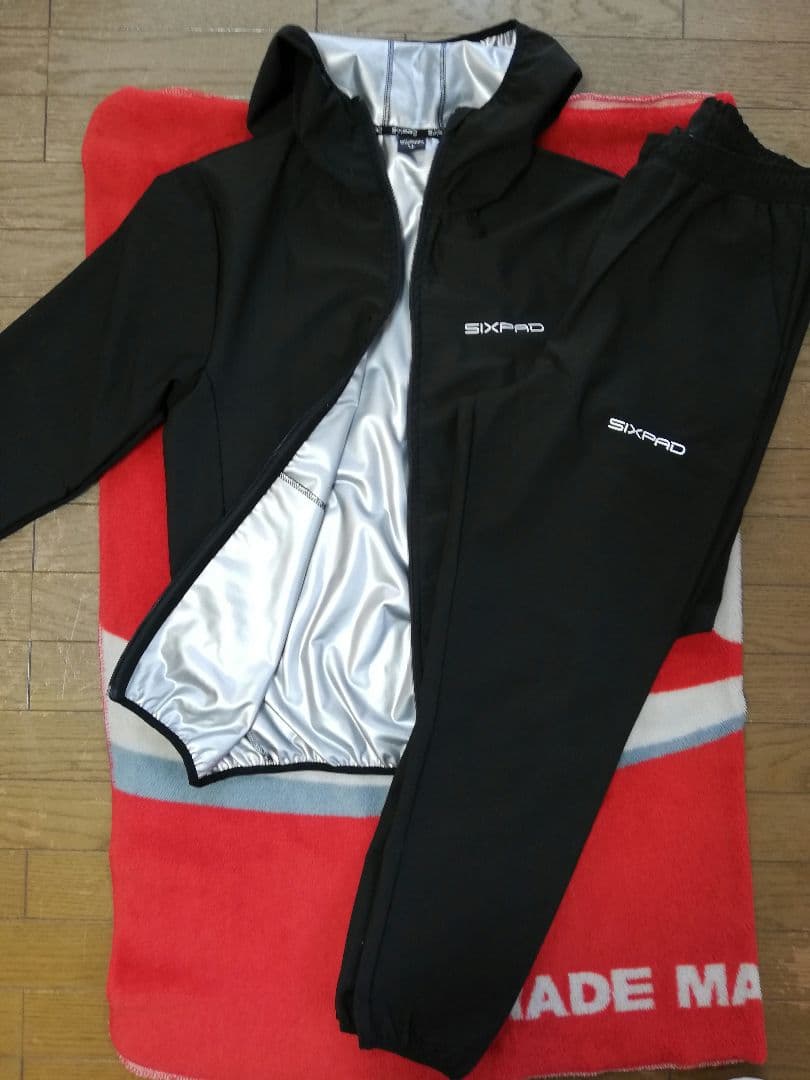 男女兼用☆SIXPAD フード付セットアップ サウナスーツ 上下LL 定価2万