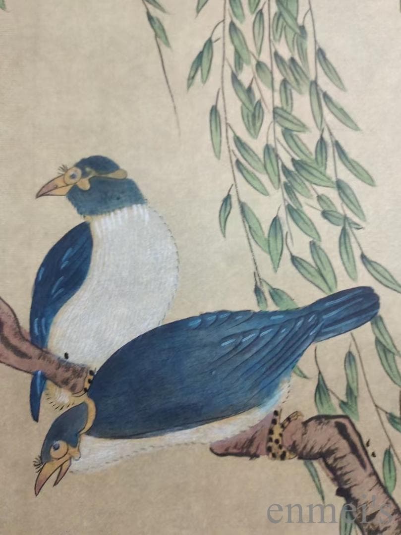 中国古美術.清時代.蔣廷錫款.花鳥図.宣紙.三尺.肉筆.掛け軸.水墨画.旧