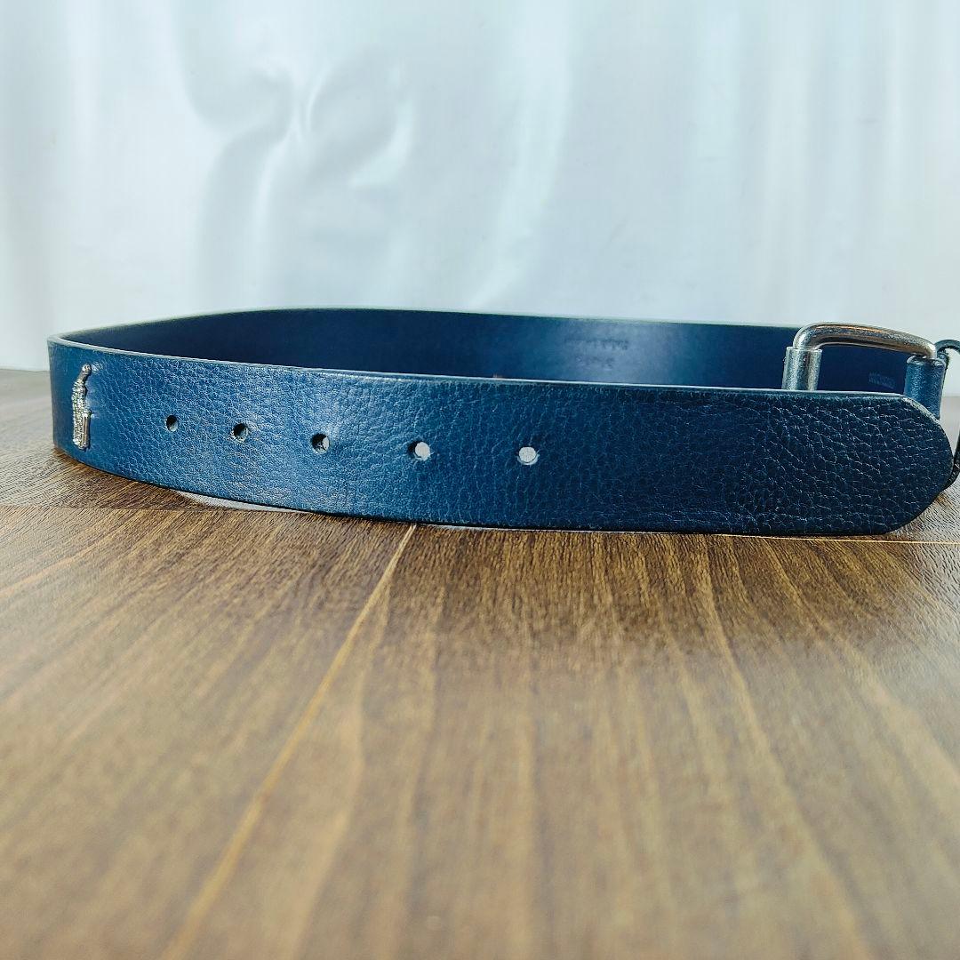 極厚シボ革正規品】POLO RALPH LAUREN 高級ネイビードレスベルト 高級