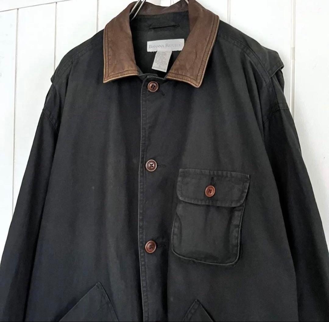実寸XL】90s BANANA REPUBLIC 襟レザー ハンティングJKT - メルカリ