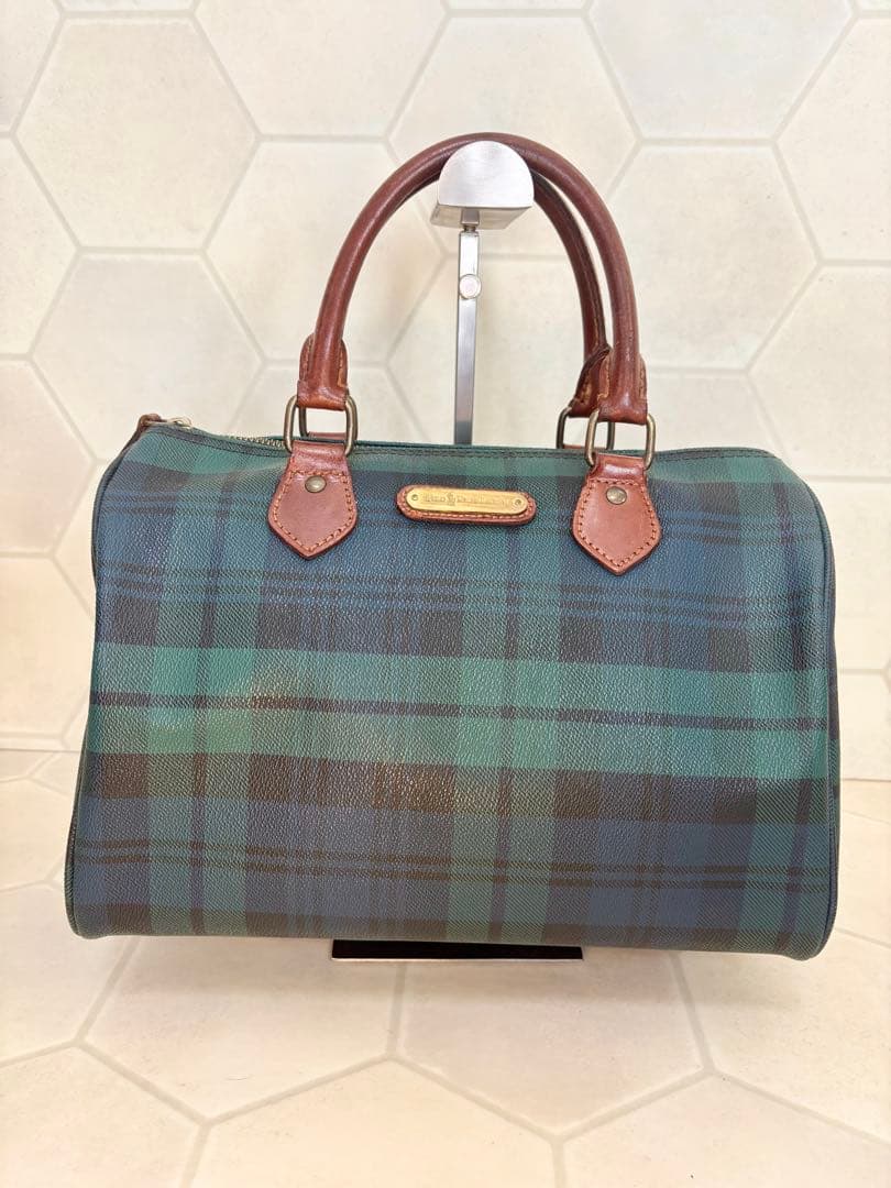 ポロラルフローレンミニボストンバッグ　ヴィンテージグリーン ポロラルフローレン ヴィンテージ ミニボストンバッグ PVCレザー