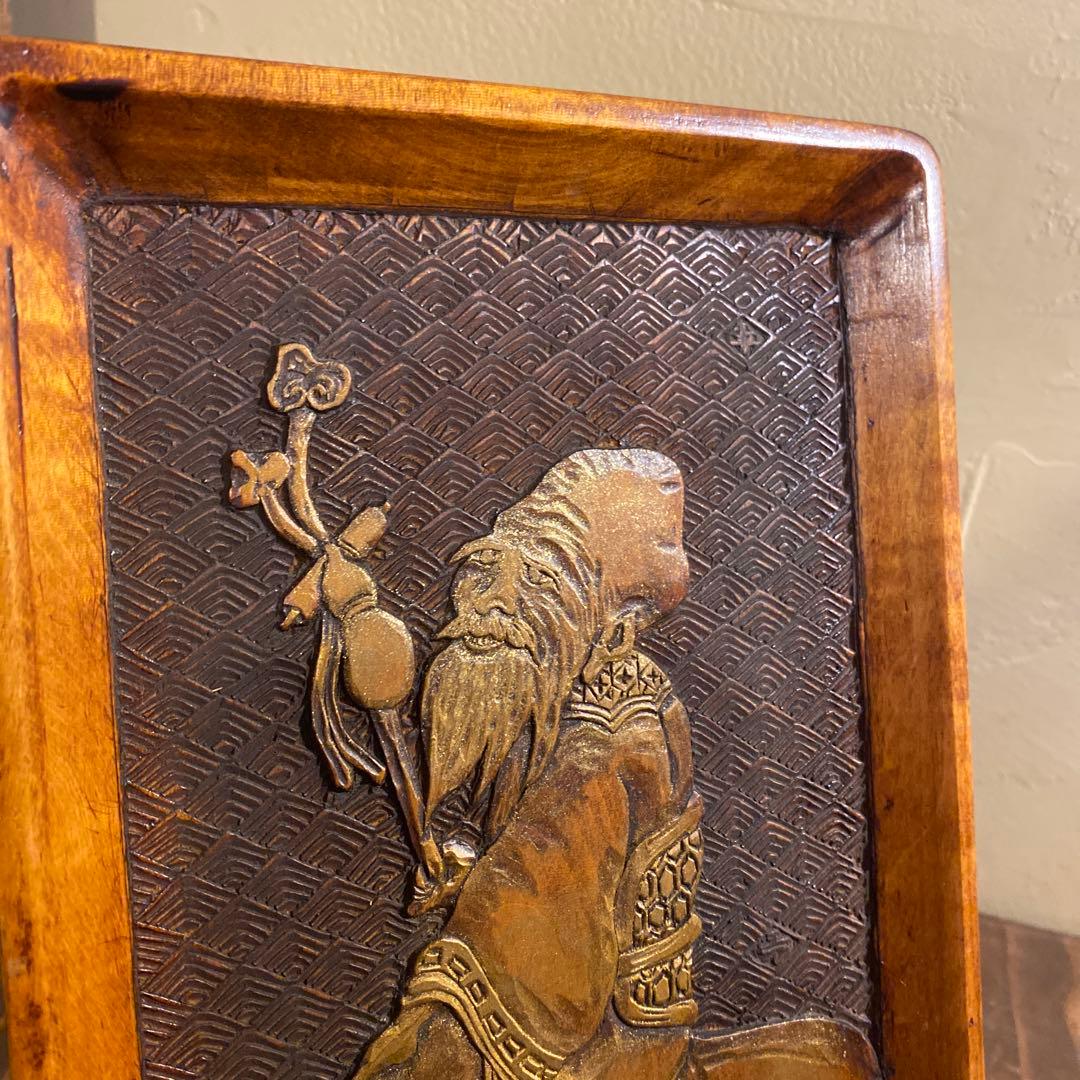 木彫り お盆 骨董 古道具 置き物