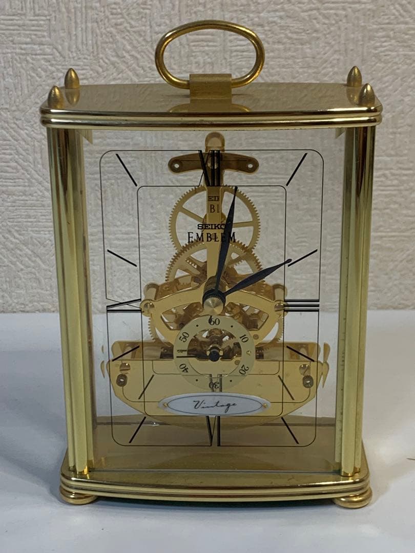 セイコー エムブレム HW482G QZ ヴィンテージ ゴールド 置時計 セイコー エムブレム HW482G QZ ヴィンテージ ゴールド 置時計