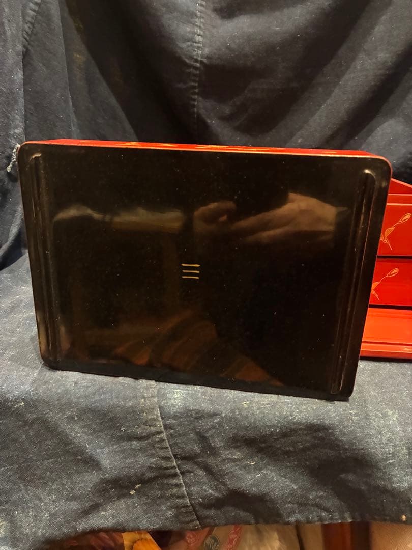 野弁当 漆器 朱塗り 沈金 桜 五段弁当 5人分 傷み無し 雛