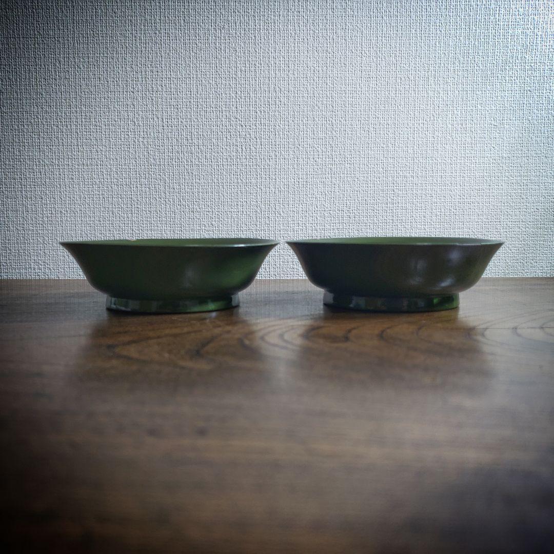 銘々皿 漆器 緑漆 青地 小皿 木製 金蒔絵 蕪 大根 なずな 明治 2枚 イ