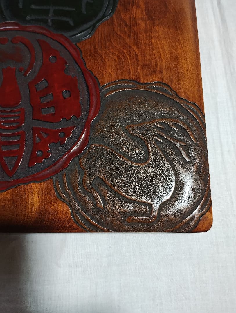 烏城彫 書籍箱（桐文箱）古瓦 文箱 硯箱(備前蝶・鳳凰・