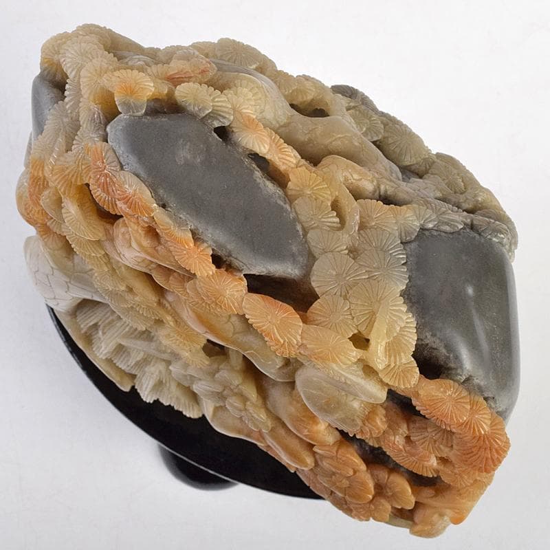 中国 玉石寿山石彫刻 鶴松刻 置物 唐木台付 V R9120 - メルカリ