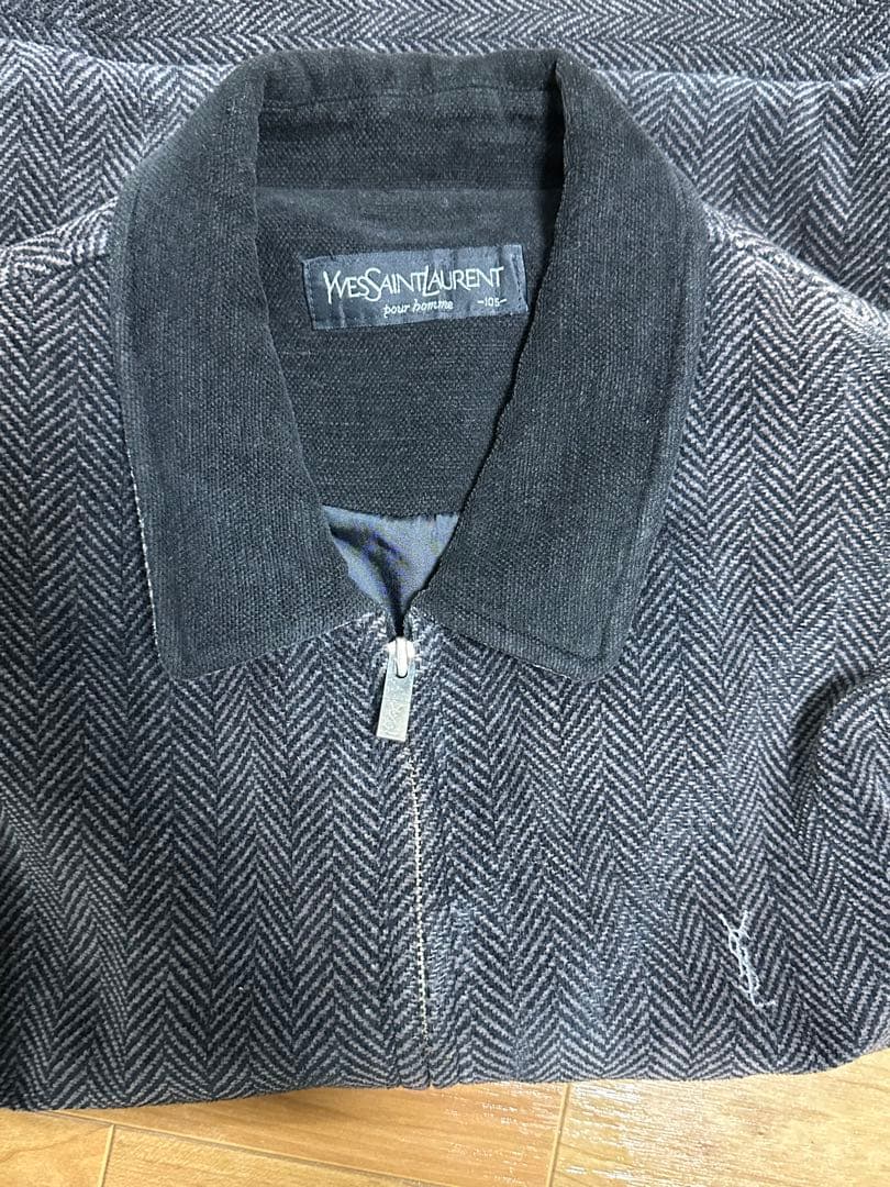 YVES SAINT LAURENT ヘリンボーン柄 ジップジャケット ブルゾン - メルカリ