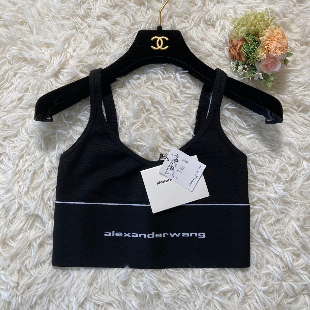 新品 アレキサンダーワン ロゴ タンクトップ ブラック レディース Alexander Wang(アレキサンダーワン) タンクトップ(レディース