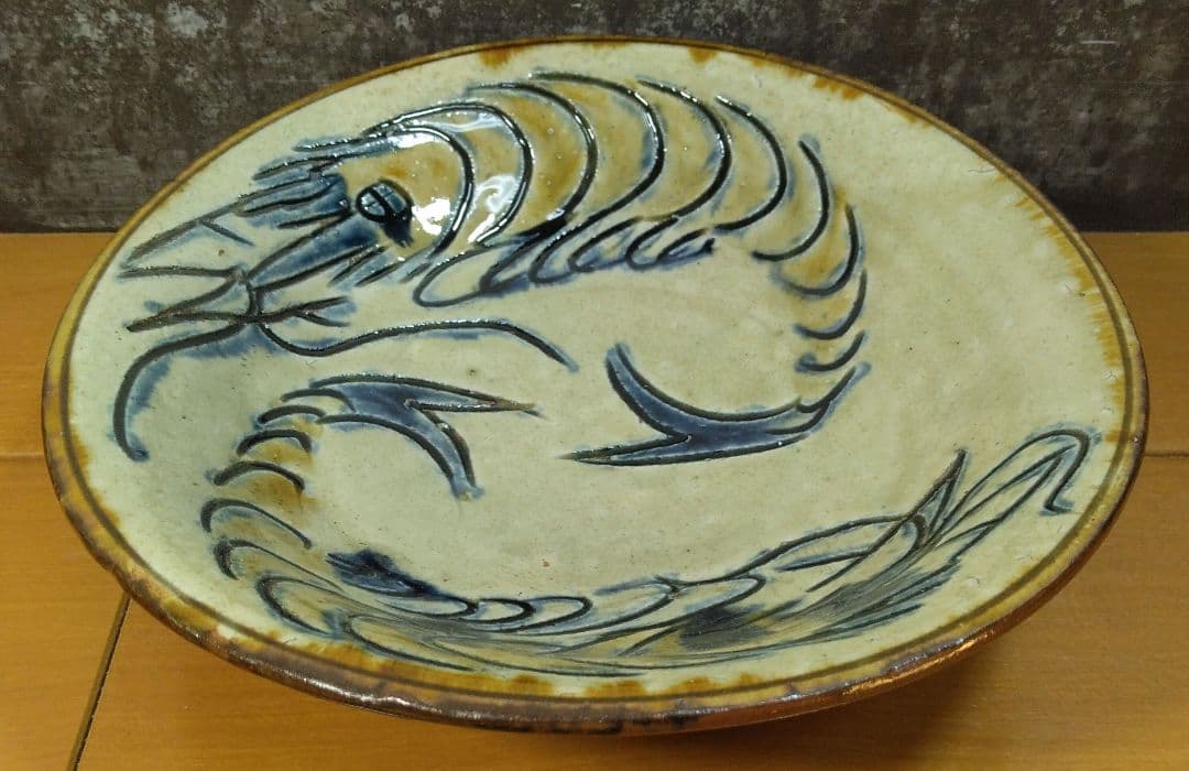 人間国宝 金城次郎 海老皿 栞 共箱 美品 壺屋焼 やちむん 壷屋焼の通販