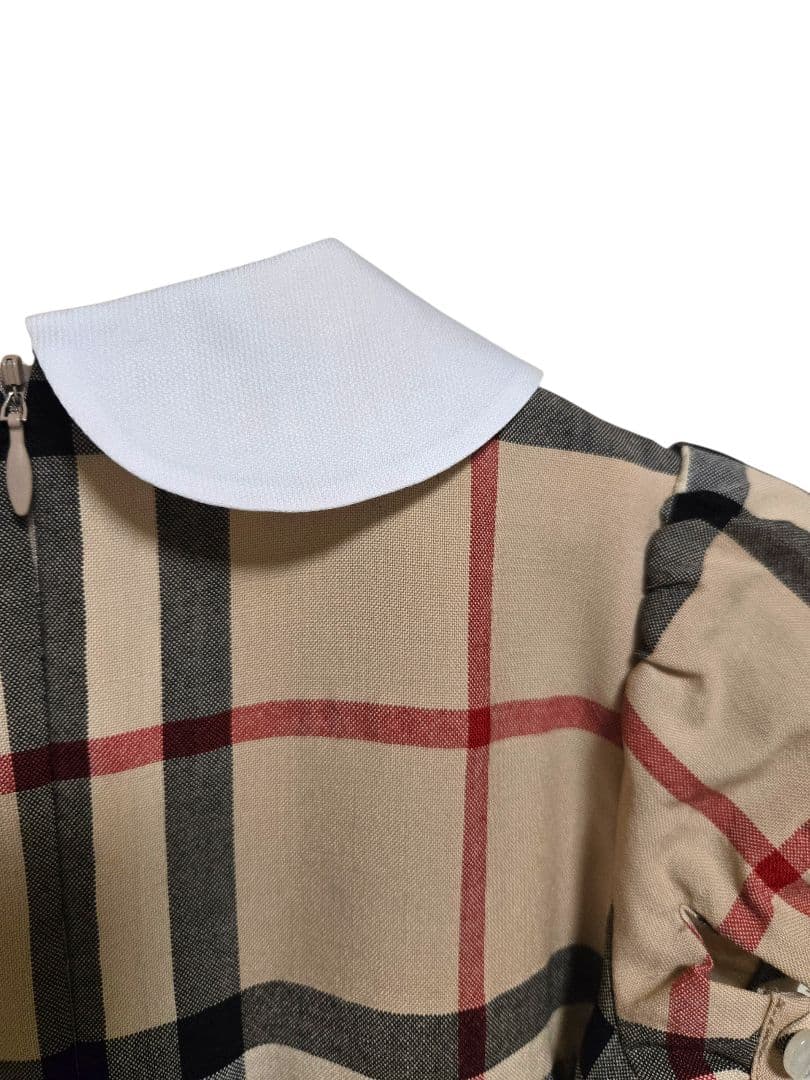 訳あり]BURBERRY ノバチェック 丸襟 スモッキング ワンピース 110