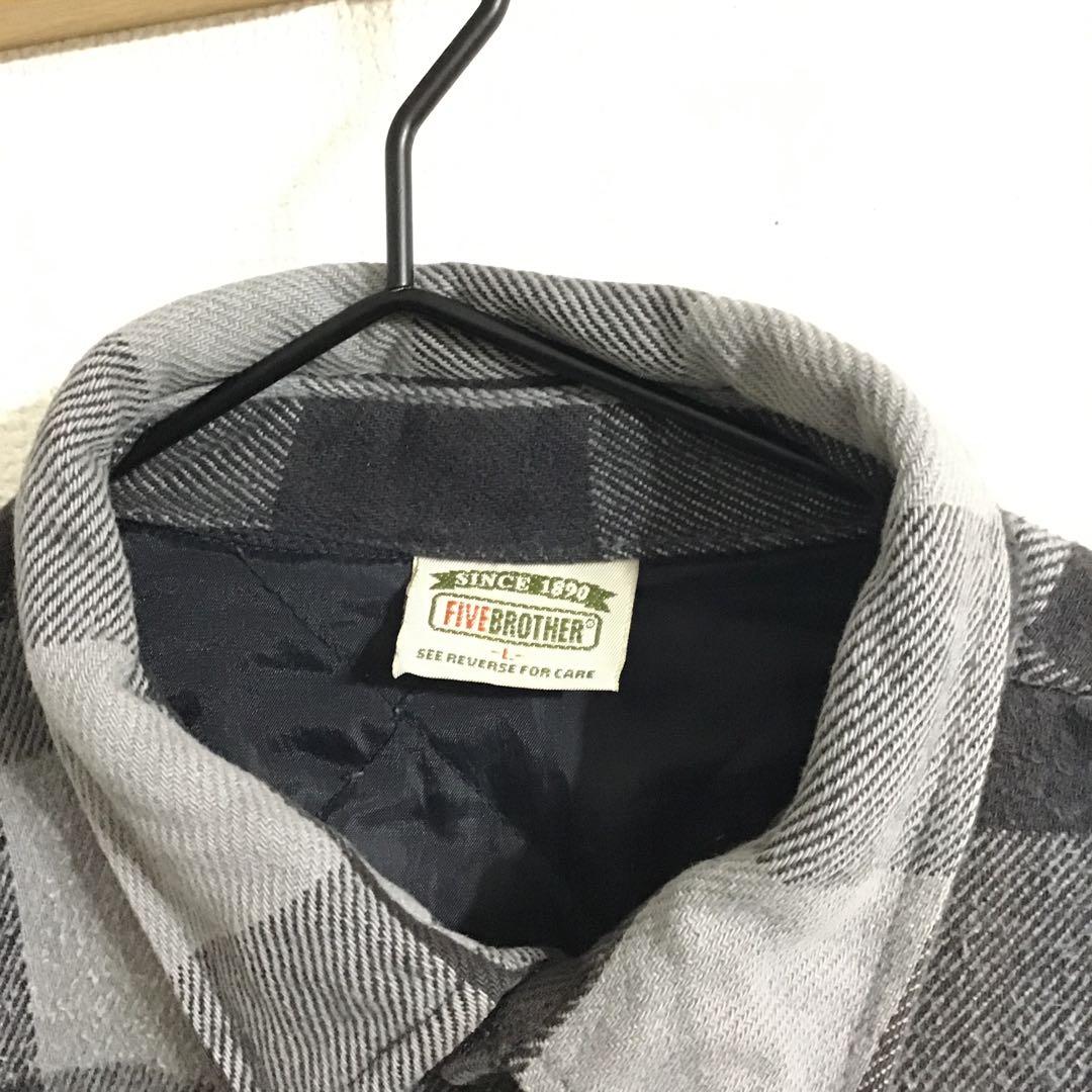 90s FIVE BROTHER ネルシャツ ブロックチェックキルティング - メルカリ