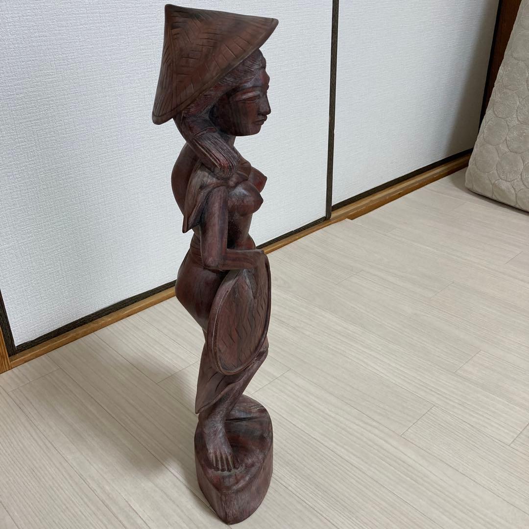 バリ島 美人木製女性像彫刻 インドネシア産 裸婦 インテリア - メルカリ