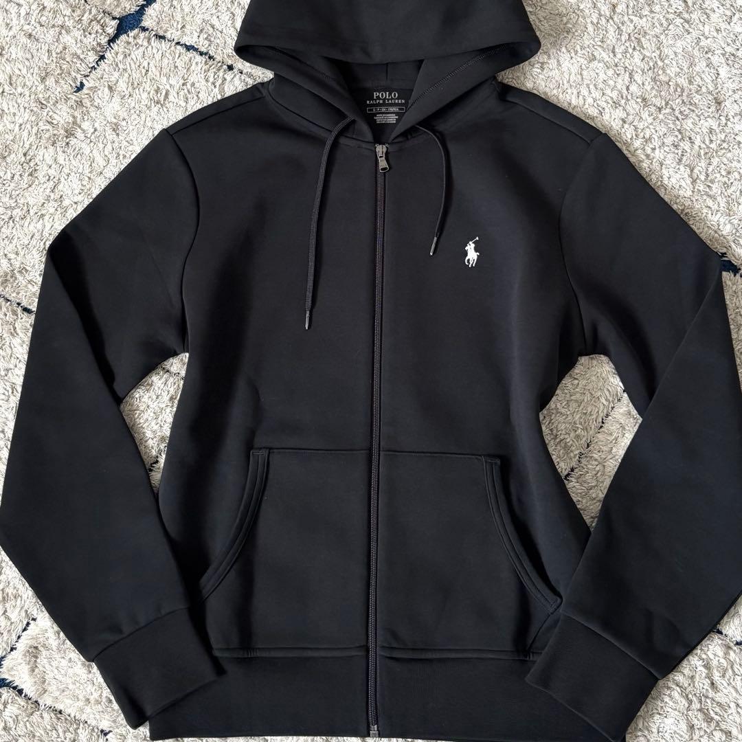 美品✨】ポロラルフローレン パーカー フード ジップ ポニー刺繍 黒