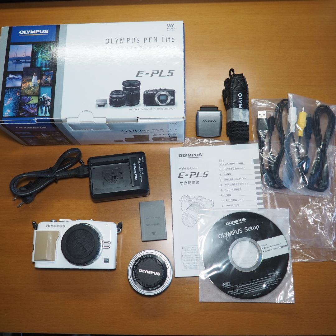 OLYMPUS E-PL5 ミラーレス一眼 ホワイト　レンズ付き　ジャンク扱い E－PL 5 ホワイト 使えますがジャンク扱いで OLYMPUS PEN Lite E-PL5
