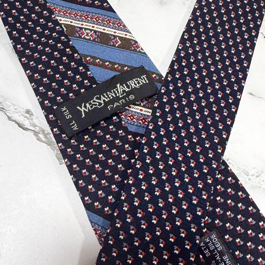 Yves Saint Laurent ネクタイ ストライプ ドット 総柄 YSL - メルカリ