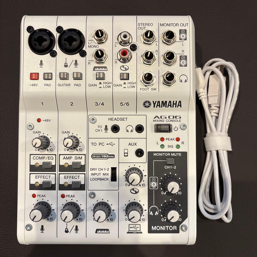 YAMAHA AG06 ミキサー 本体＋USBケーブルのみ YAMAHA AG06MK2 W + OYAIDE製高品質USBケーブルセット (ヤマハ)(USB