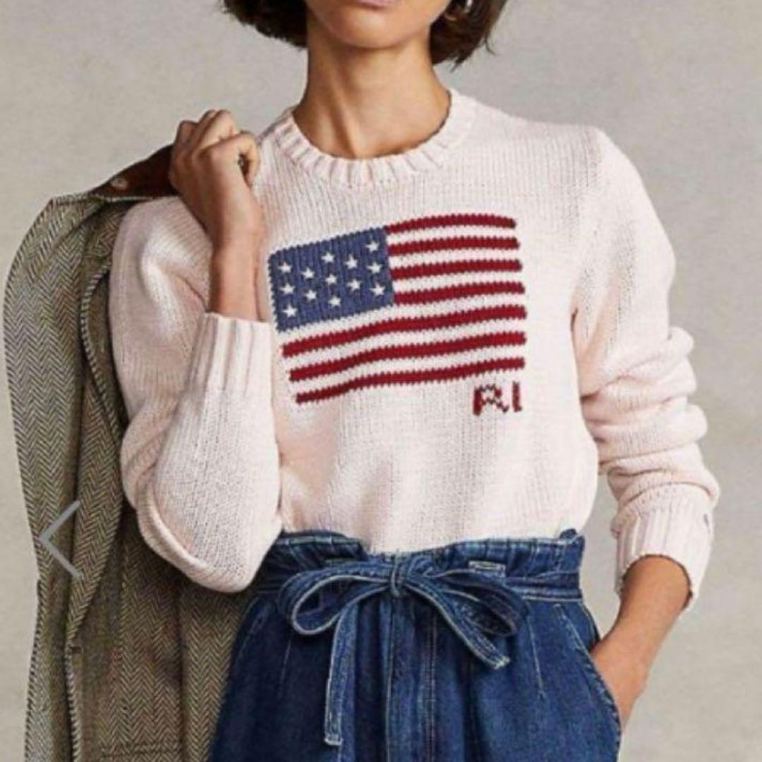 meria様！ピンクポニー ラルフローレン 星条旗ニットセーター - メルカリ