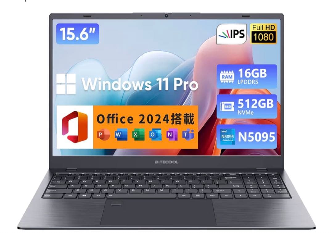 BITECOOL N5095 15.6インチ ノートPC Amazon.co.jp: ノートパソコン 【Office2024搭載 】15.6インチ N5095
