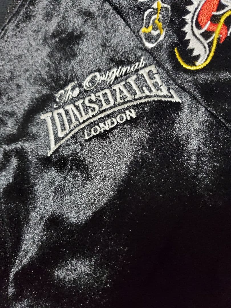 お*ね様 ロンズデール ベルベットスカジャン 虎&ドラゴン ブラック L