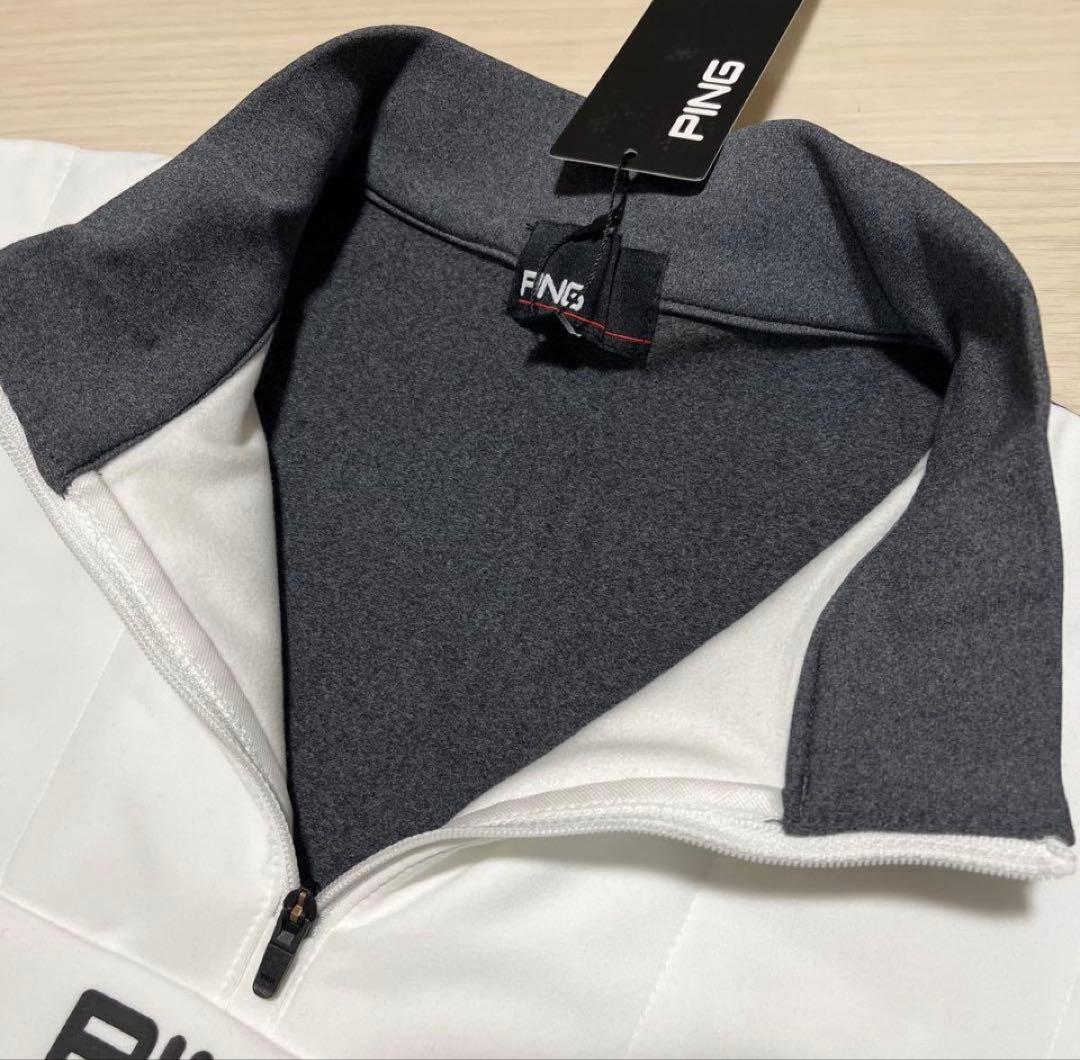 新品】3L. PING 2024年キルティング ハーフジップシャツ ホワイト