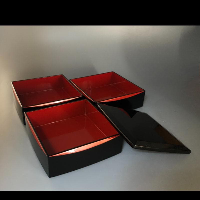 ◇510◇特選 本漆塗り 六五三段重 栄治作 漆器 会津塗 塗分 隅立 胴張