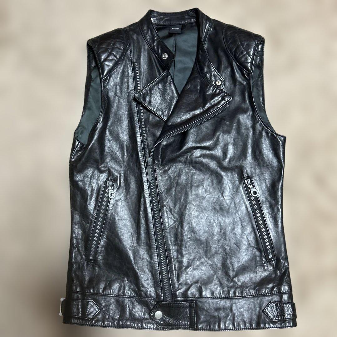 pledgeライダースレザーベスト48ナンバーナインバックラッシュ 666