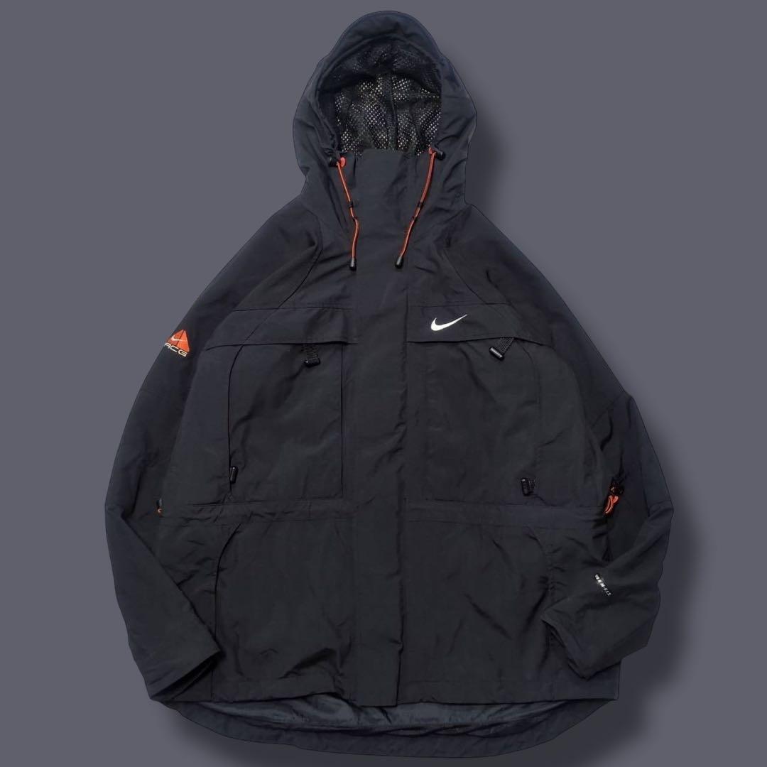 激レア 90s NIKE ACG マウンテンパーカー 大文字ロゴ ブラックボディ