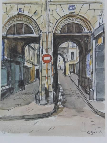 荻須 高徳/0guiss】 『フォーブール・サン・ドニ』 素描、版上サイン