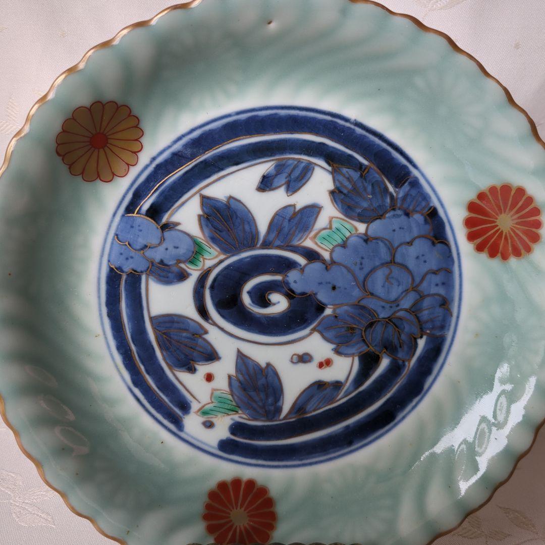古伊万里 七寸皿 ① 色絵 青磁 菊文様 江戸期 - メルカリ