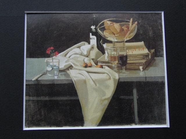 小磯良平、【パンとブドー酒】、希少な大判額装用画集より、美品、新品額装付 小磯良平、【T嬢の像】、希少な限定額装用画集画、新品高級額 額装付