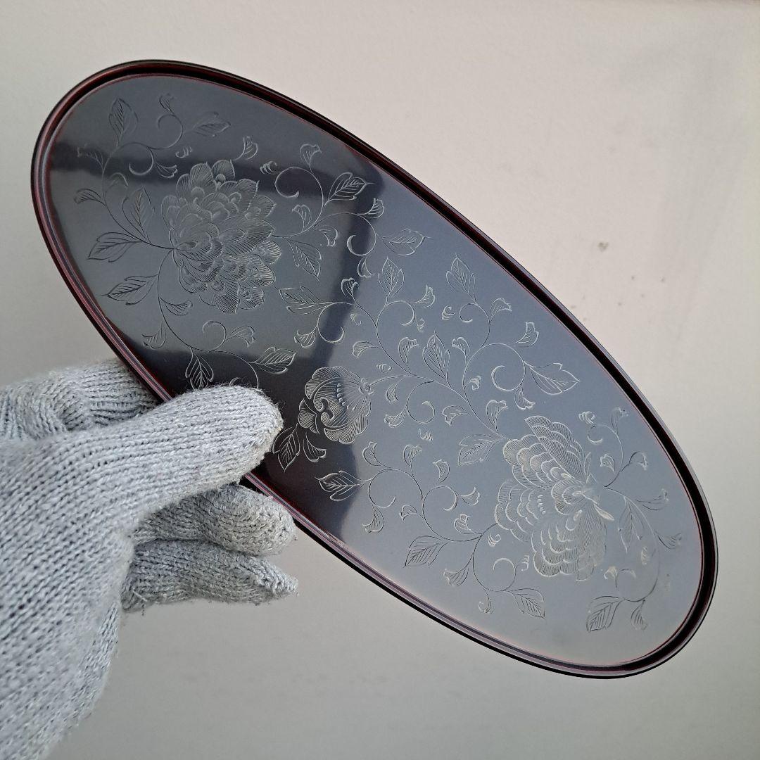 輪島塗 五島屋謹製 兼用皿×1客】布着本堅地 溜呂塗 沈黒