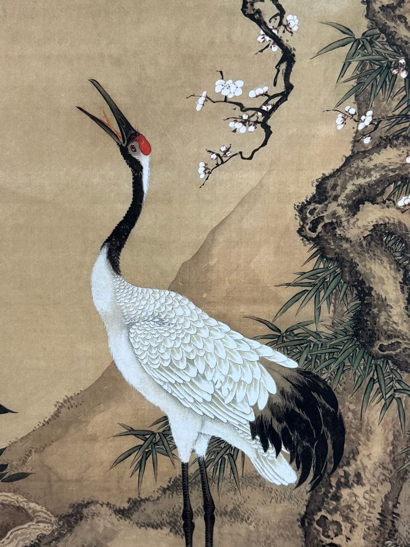 中国 清時代 沈銓 松梅雙鶴図 絹本 原色複製 ◇検故宮博物館◇ 一鼎軒